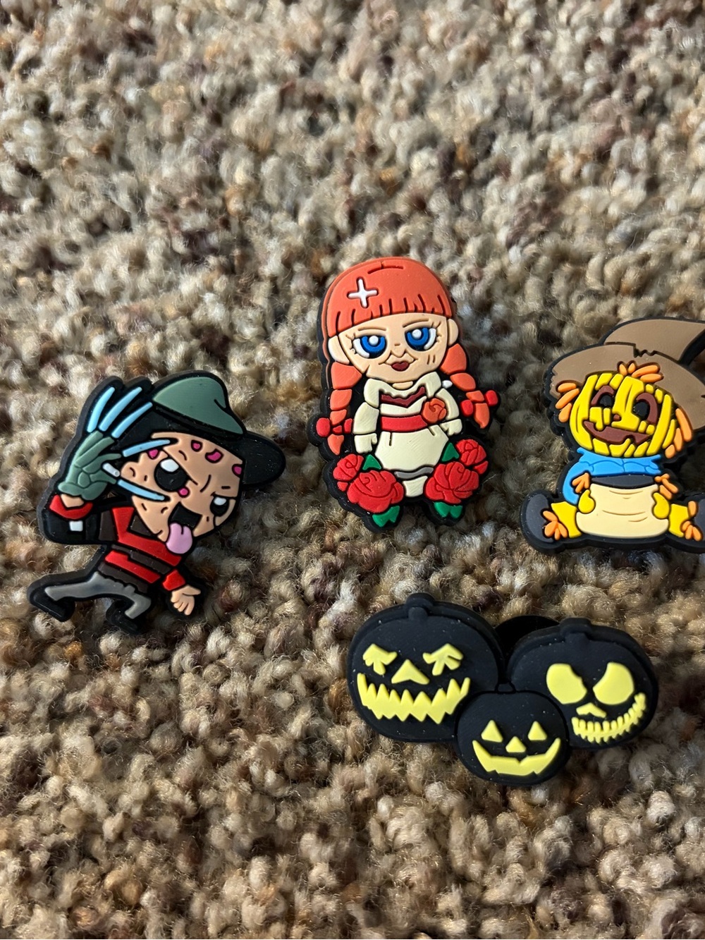 Kids Halloween Pin Set - Red, Black & Orange Character Pins Crocs